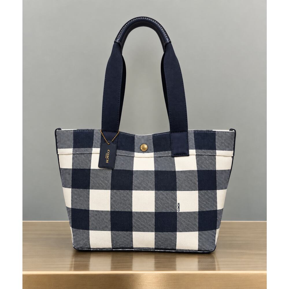 Coach F25919 Buffalo Plaid Canvas Tote Bag & F26620 Large Wristlet - Picture 2 of 14